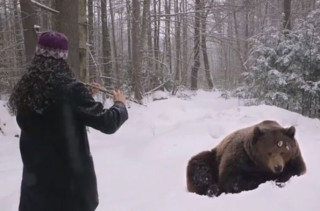 Playing Flute Lullabies Bear To Sleep