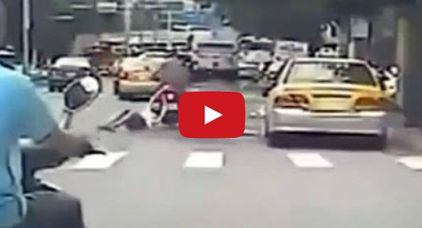 Motorcyclist Loses Girlfriend, Keeps Driving