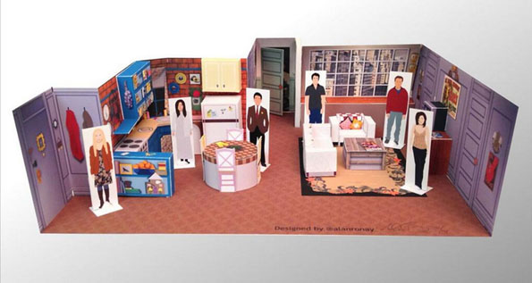 Awesome Papercraft Dioramas Of Popular TV Show Sets friends-apartment-paper-cut-out-diy-1