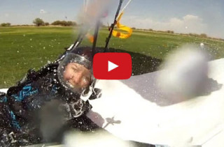 Thrill-Seeking Skydivers Up The Ante & Land On A Slip N Slide