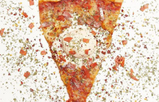 Pizza Flavored Ice Cream Served On Top Of A Slice Of Pizza