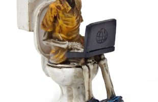 Laptop Workaholic Geek Toilet Skeleton Statue