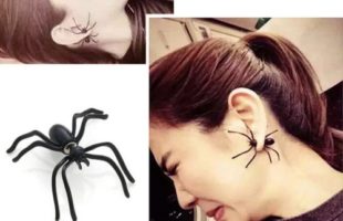 Halloween Black Spider Ear Stud Earrings Jewelry