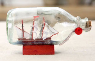 Nautical Table Top Sail Boat in Drift Bottle