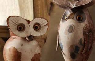 Real Wood Design Avid Owl Statues