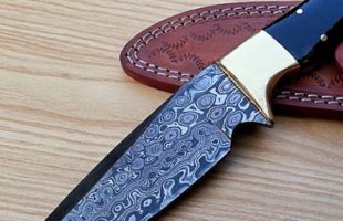 Handcrafted Damascus Hunting Knife and Cover