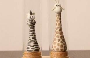 Ceramic Zebra & Giraffe Figure