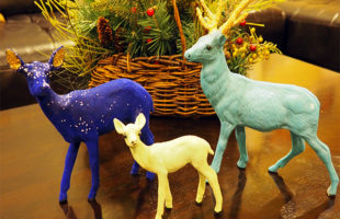 Holiday Decor Flocked Deer Family