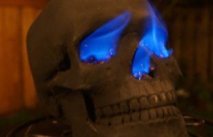 Human Skull Fire Pit Log