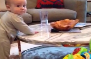 Cute Baby Expressions When Mom Says Not to Touch The Glass of Water