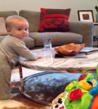 Cute Baby Expressions When Mom Says Not to Touch The Glass of Water