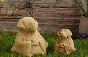 Meditative Cement Zen Dog Sculpture
