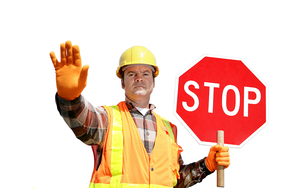 Employment Benefits from Traffic Control Courses Construction Stop Isolated