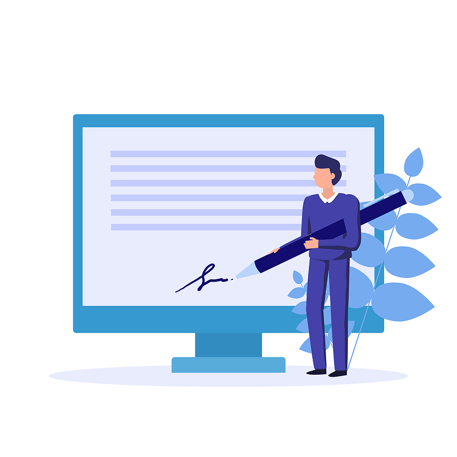 An Insight Into Comprehending How E-signature Mechanism Works Electronic Signature. Signature Of Business Contract With An E-s