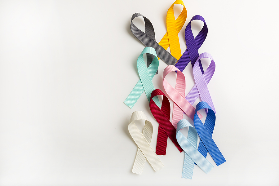 Multi Colored Cancer Ribbons Proudly Worn By Patients, Supporter