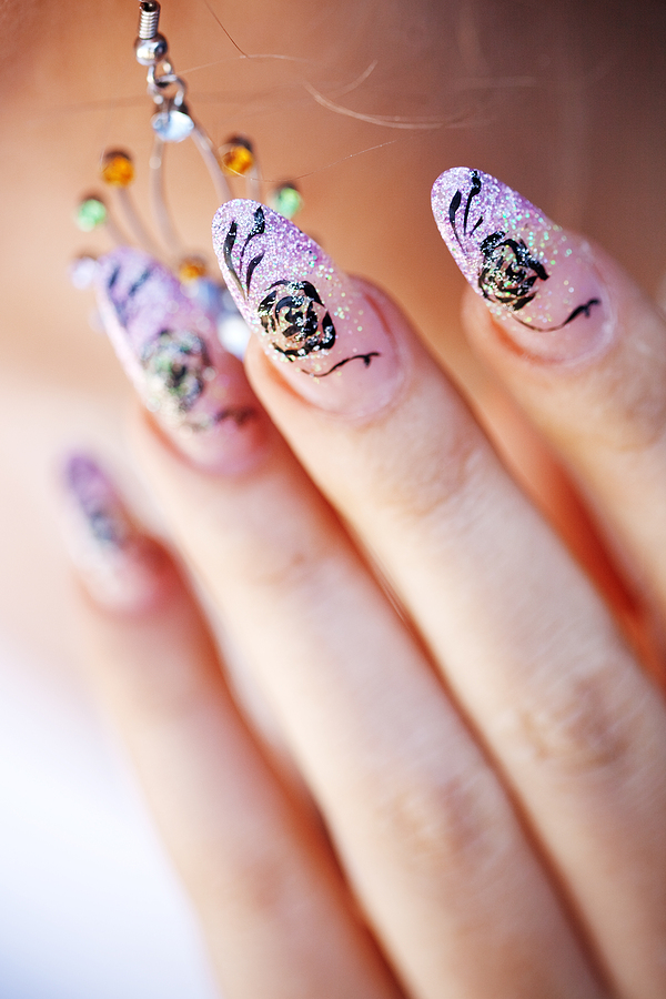 Nerdy Manicures... Nerdicures? Close-up shot of art manicure with painted nails