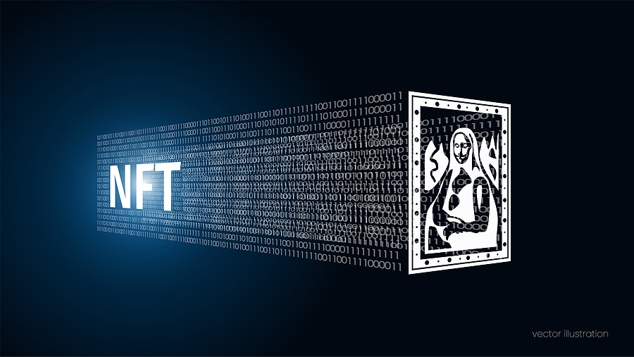NFTs Investment Progress in Arizona nft tokens Concept of converting a work of art into a unique token. ART to NFT, non-fungible token. Painting is converted into a digital file. Innovation technology. Vector
