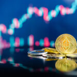 Most Favorable Crypto Companies in the Open Market to Buy Digital Assets Ethereum (ETH) and other crypto coins with blurred candlestick chart. Ethereum is a decentralized, open-source blockchain with smart contract. Cryptocurrency and decentralized finance concept