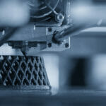 The 3D printer machine print out the sample model prototype. The hi technology Computer Aid Manufacturing process by rapid prototype 3D printer.