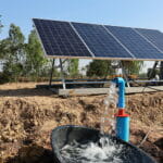 Water Pumps And Solar Panels. Groundwater Is Pumped With A Subme