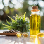 Researchers Capture A Bottle Of Hemp Oil. Cbd Distilled Into Oil