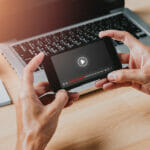 Video Streaming On Internet, Person Watching Online Movie Or Tv