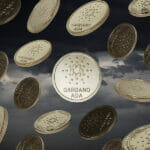 A Lot Of Cardano Coins Over Dramatic Sky