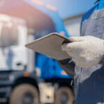 Logistics Software Benefits: How To Boost Your Small Business Concept Banner Automated Logistics Online Internet. Dump Truck D