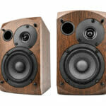 Music Speakers On White Background. Audio Technica. Bookshelf Sp