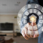 How Linear Actuators are Revolutionizing Home Automation Man Hand Point Smarth Home Gui In Livingroom. Hand Use Smart Scr