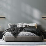 Choosing the Right Anti-Allergy Bed Sheet to Combat Insomnia modern bedroom interior in gray tones, bedroom mock up, 3d rendering