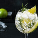 Gin Tonic Lime Alcoholic Cocktail Drink With Dry Gin, Rosemary,