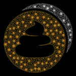 Glowing Mesh Shitcoins With Glare Effect. Abstract Illuminated M