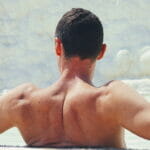 Man Surprises Fiancé By Planning Entire Wedding Man Enjoying Water in thermal spring at Pamukkale, Turkey. Back of beautiful man