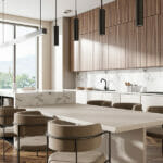 From Classic to Contemporary: Finding the Perfect Wooden Legs for Your Kitchen Island Design Corner View On Bright Kitchen Room Interior With Panoramic Windo