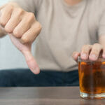Man Refuses Say No And Avoid To Drink An Alcohol Whiskey , Stopp