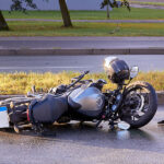 Damaged In A Accident Motorbike And A Car