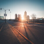 Modern City Street At Sunny Morning, Atlanta, Georgia, Usa