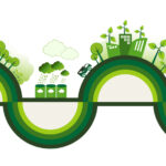 Green Eco city living concept with copy space for your text.