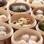 yumcha, dim sum in bamboo steamer, chinese cuisine