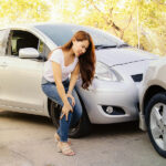 Asian Woman Was Involved In A Car Accident At An Intersection An