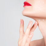 Saving for Your Neck Lift: Tips and Strategies Anti-aging Treatment. Beautiful Woman Neck With Massage Lines
