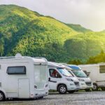 RV Park Camping. Modern Camper Motorhomes in the RV Park.