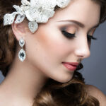 Selecting the Perfect Bridal Earrings for Your Unforgettable Wedding Day Portrait of a beautiful woman in a wedding dress in the image of