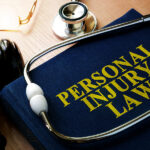 Personal Injury Law concept. Book and stethoscope.